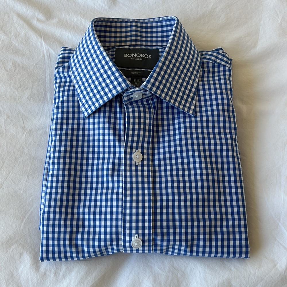 Bonobos Daily Grind Blue Gingham Dress Shirt